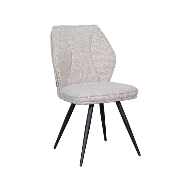 LABEL51 Eetkamerstoelen Silvain - Naturel - Boucle - Zwart Metalen Frame
