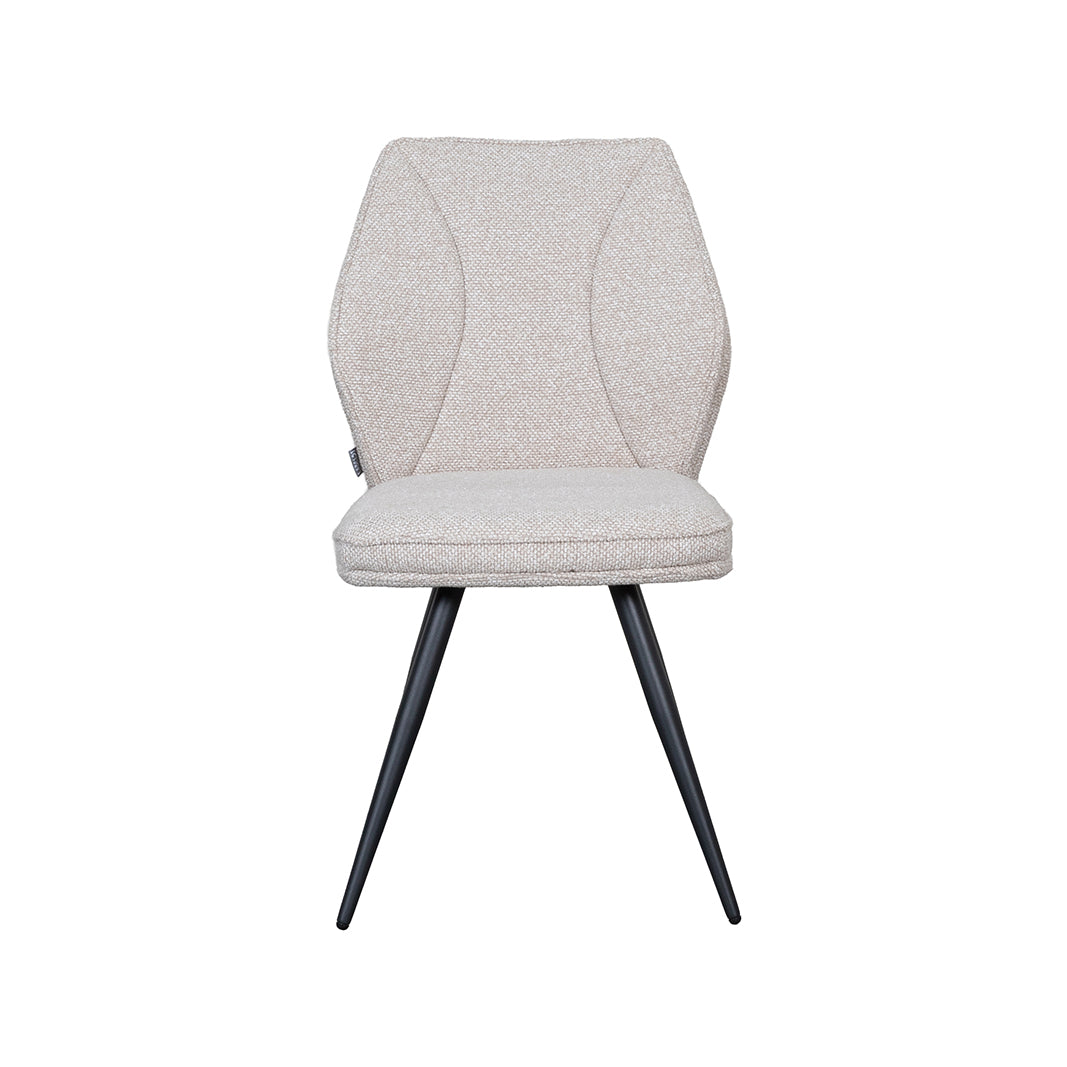 LABEL51 Eetkamerstoelen Silvain - Naturel - Boucle - Zwart Metalen Frame