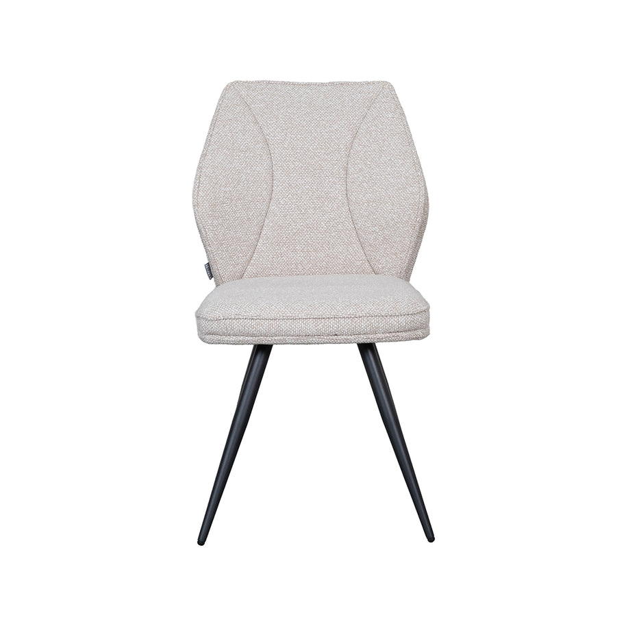 LABEL51 Eetkamerstoelen Silvain - Naturel - Boucle - Zwart Metalen Frame
