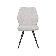 LABEL51 Eetkamerstoelen Silvain - Naturel - Boucle - Zwart Metalen Frame