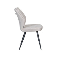 LABEL51 Eetkamerstoelen Silvain - Naturel - Boucle - Zwart Metalen Frame
