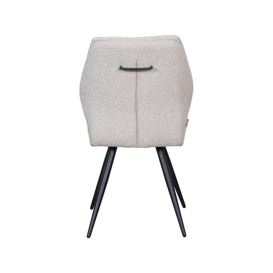 LABEL51 Eetkamerstoelen Silvain - Naturel - Boucle - Zwart Metalen Frame