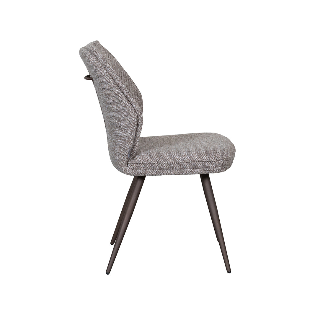 LABEL51 Eetkamerstoelen Silvain - Mushroom - Boucle - Brons Metalen Frame