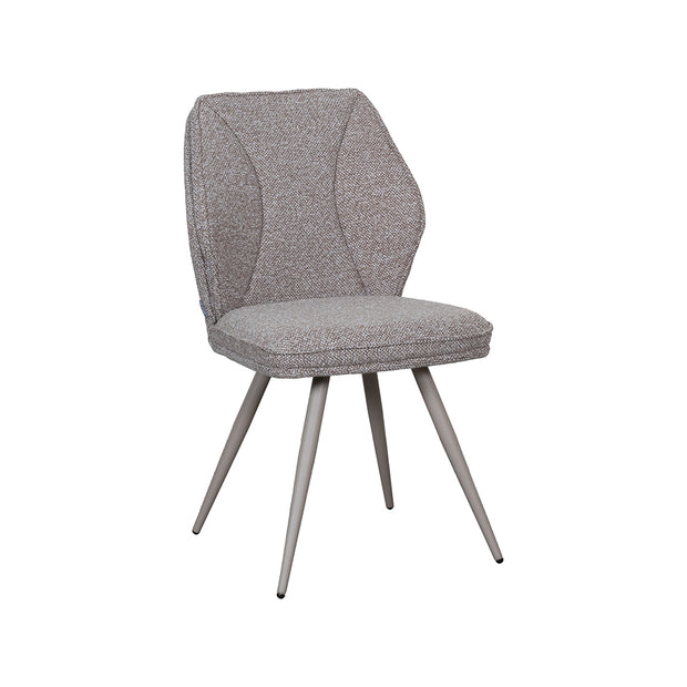 LABEL51 Eetkamerstoelen Silvain - Mushroom - Boucle - Taupe Metalen Frame
