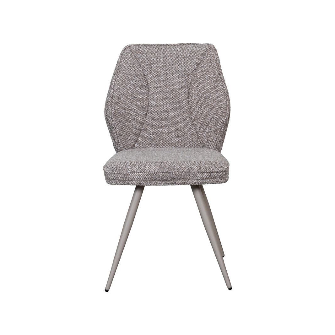 LABEL51 Eetkamerstoelen Silvain - Mushroom - Boucle - Taupe Metalen Frame