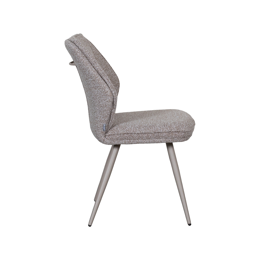 LABEL51 Eetkamerstoelen Silvain - Mushroom - Boucle - Taupe Metalen Frame