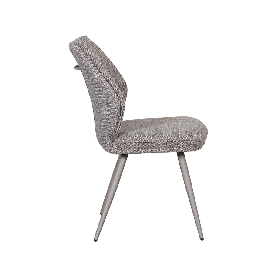 LABEL51 Eetkamerstoelen Silvain - Mushroom - Boucle - Taupe Metalen Frame