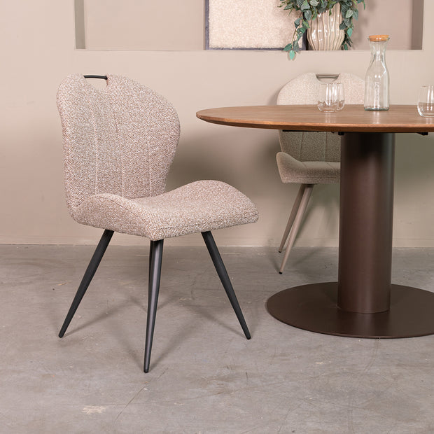 LABEL51 Eetkamerstoelen Silly - Mushroom - Boucle - Zwart Metalen Frame
