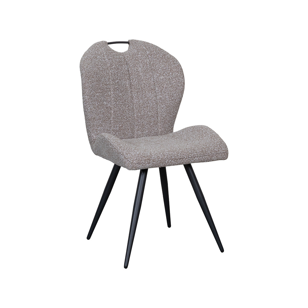LABEL51 Eetkamerstoelen Silly - Mushroom - Boucle - Zwart Metalen Frame