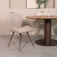 LABEL51 Eetkamerstoelen Silly - Mushroom - Boucle - Brons Metalen Frame