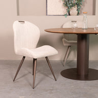 LABEL51 Eetkamerstoelen Silly - Naturel - Boucle - Brons Metalen Frame