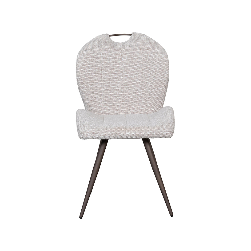 LABEL51 Eetkamerstoelen Silly - Naturel - Boucle - Brons Metalen Frame