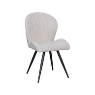 LABEL51 Eetkamerstoelen Sil - Naturel - Boucle - Zwart Metalen Frame