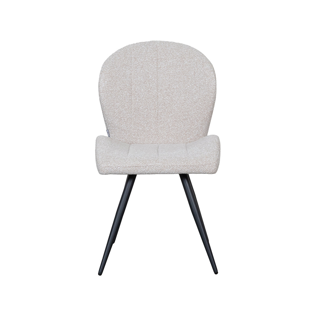 LABEL51 Eetkamerstoelen Sil - Naturel - Boucle - Zwart Metalen Frame