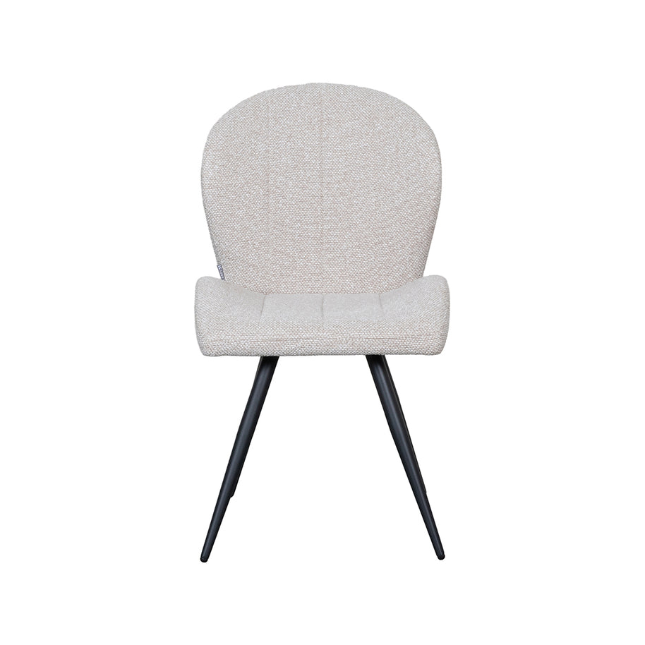 LABEL51 Eetkamerstoelen Sil - Naturel - Boucle - Zwart Metalen Frame