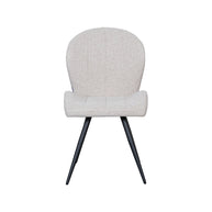 LABEL51 Eetkamerstoelen Sil - Naturel - Boucle - Zwart Metalen Frame