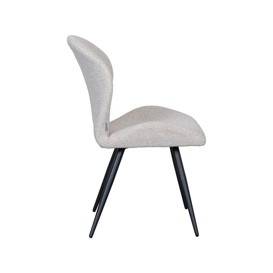 LABEL51 Eetkamerstoelen Sil - Naturel - Boucle - Zwart Metalen Frame