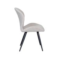 LABEL51 Eetkamerstoelen Sil - Naturel - Boucle - Zwart Metalen Frame