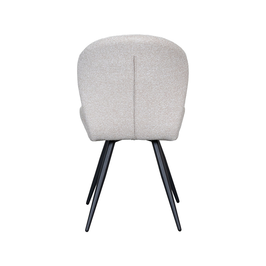 LABEL51 Eetkamerstoelen Sil - Naturel - Boucle - Zwart Metalen Frame