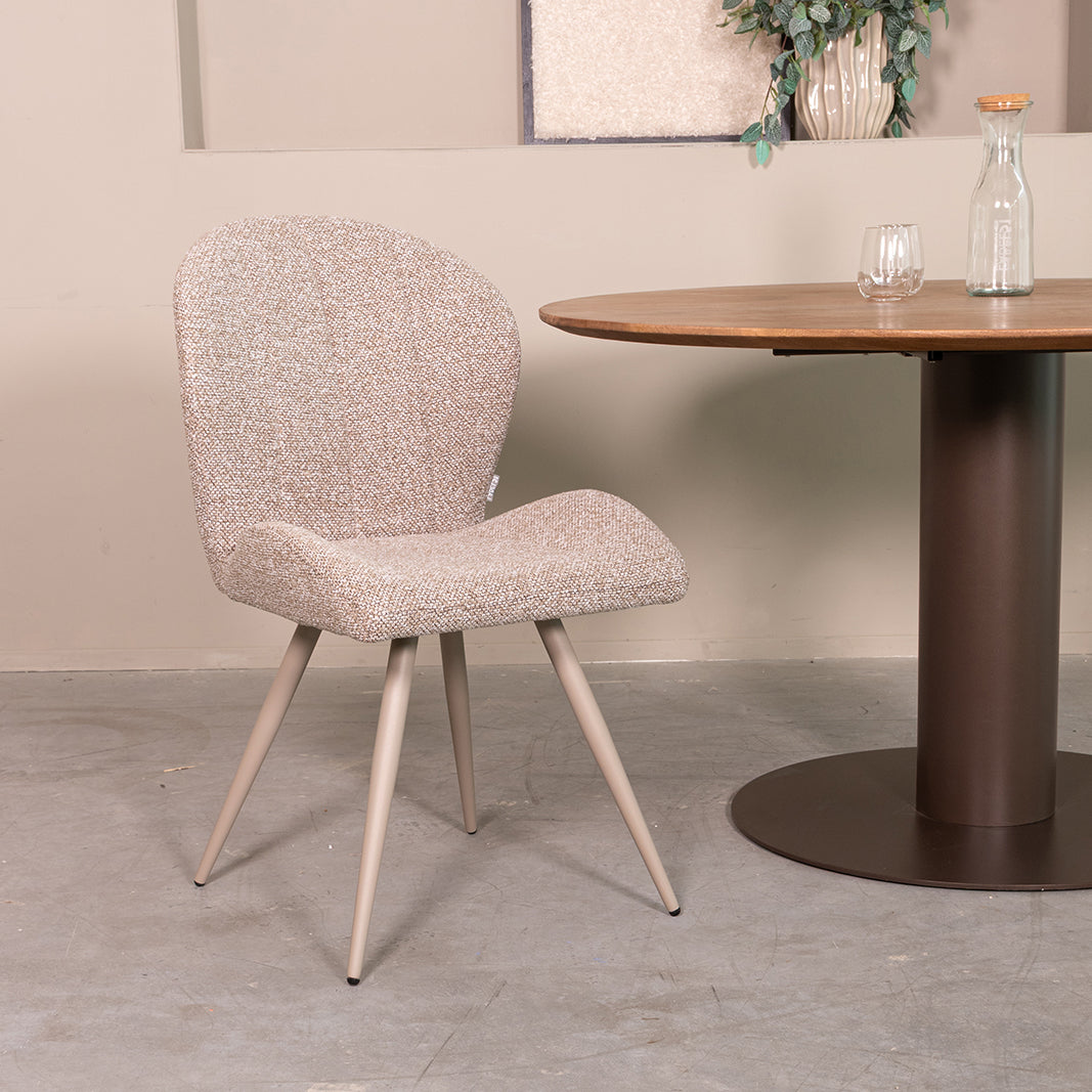 LABEL51 Eetkamerstoelen Sil - Mushroom - Boucle - Taupe Metalen Frame