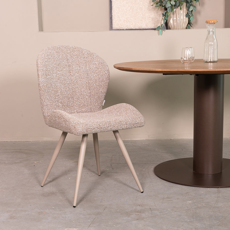 LABEL51 Eetkamerstoelen Sil - Mushroom - Boucle - Taupe Metalen Frame