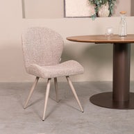 LABEL51 Eetkamerstoelen Sil - Mushroom - Boucle - Taupe Metalen Frame
