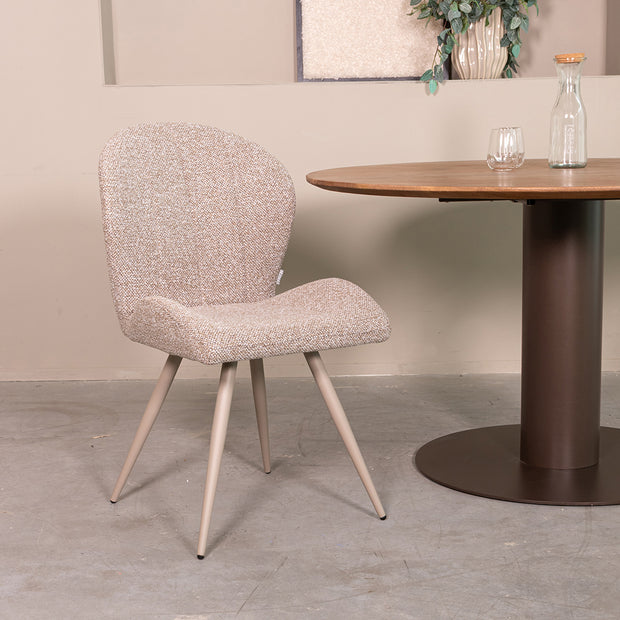 LABEL51 Eetkamerstoelen Sil - Mushroom - Boucle - Taupe Metalen Frame