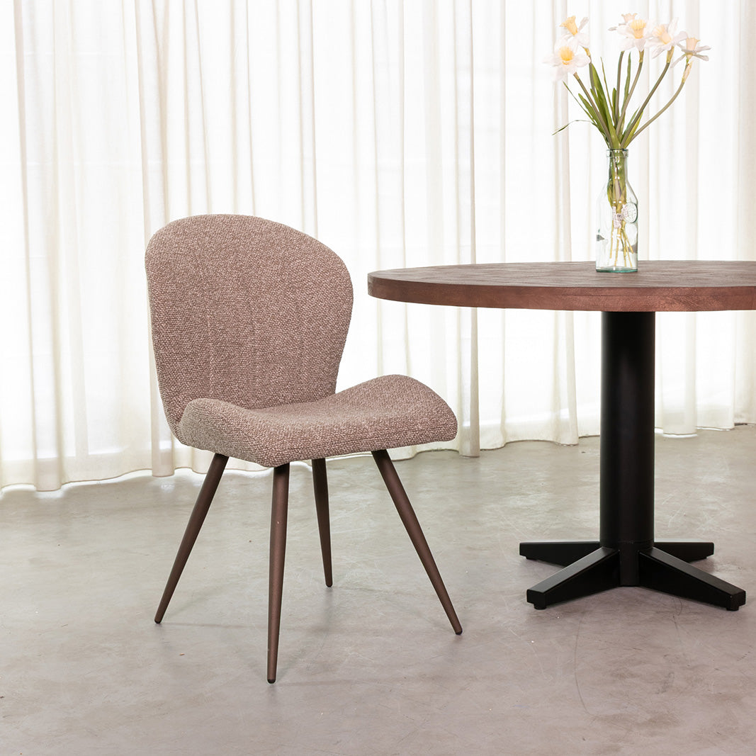 LABEL51 Eetkamerstoelen Sil - Mushroom - Boucle - Brons Metalen Frame