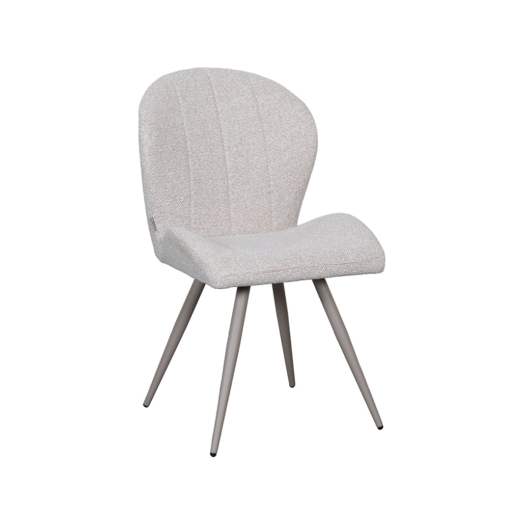LABEL51 Eetkamerstoelen Sil - Naturel - Boucle - Taupe Metalen Frame