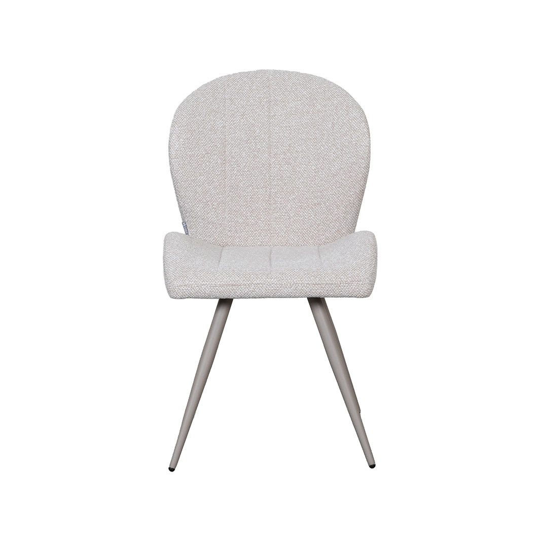 LABEL51 Eetkamerstoelen Sil - Naturel - Boucle - Taupe Metalen Frame