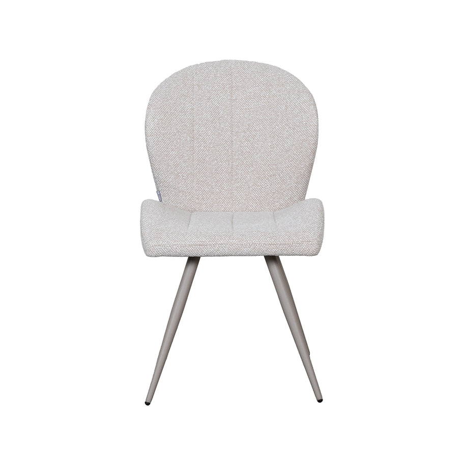 LABEL51 Eetkamerstoelen Sil - Naturel - Boucle - Taupe Metalen Frame