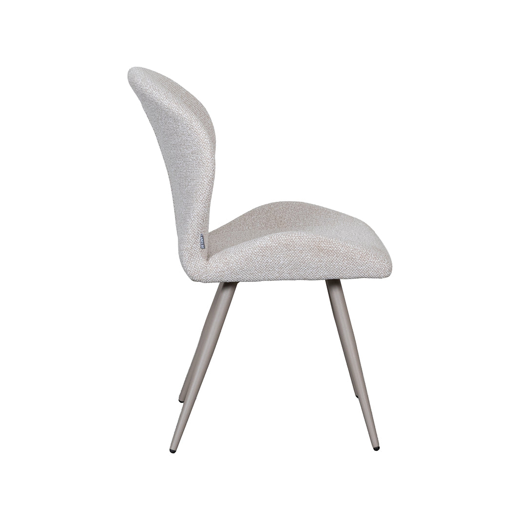 LABEL51 Eetkamerstoelen Sil - Naturel - Boucle - Taupe Metalen Frame
