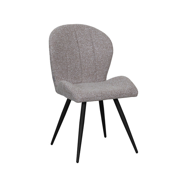 LABEL51 Eetkamerstoelen Sil - Mushroom - Boucle - Zwart Metalen Frame