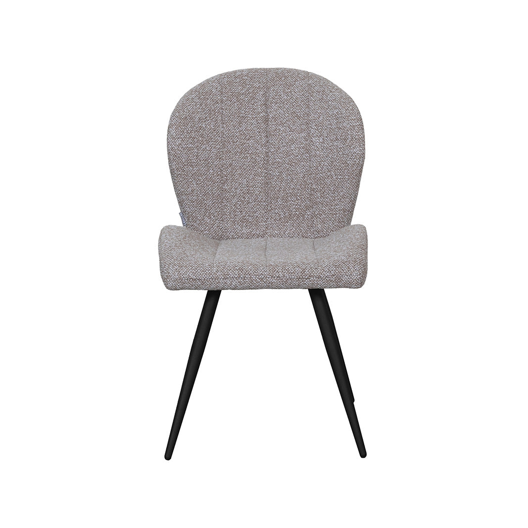 LABEL51 Eetkamerstoelen Sil - Mushroom - Boucle - Zwart Metalen Frame