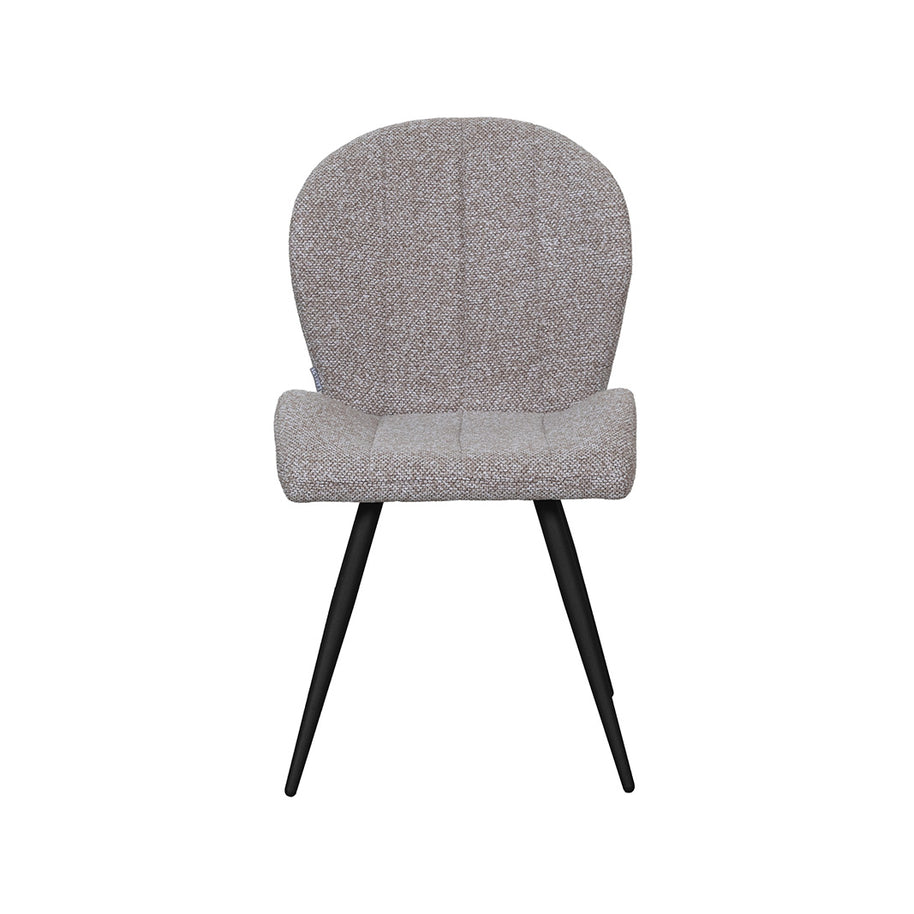 LABEL51 Eetkamerstoelen Sil - Mushroom - Boucle - Zwart Metalen Frame