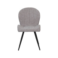 LABEL51 Eetkamerstoelen Sil - Mushroom - Boucle - Zwart Metalen Frame