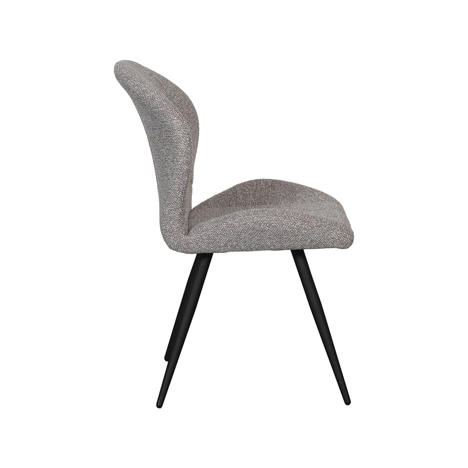 LABEL51 Eetkamerstoelen Sil - Mushroom - Boucle - Zwart Metalen Frame