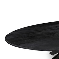LABEL51 Eetkamertafels James - Zwart - Mangohout - 160 cm - Ovaal