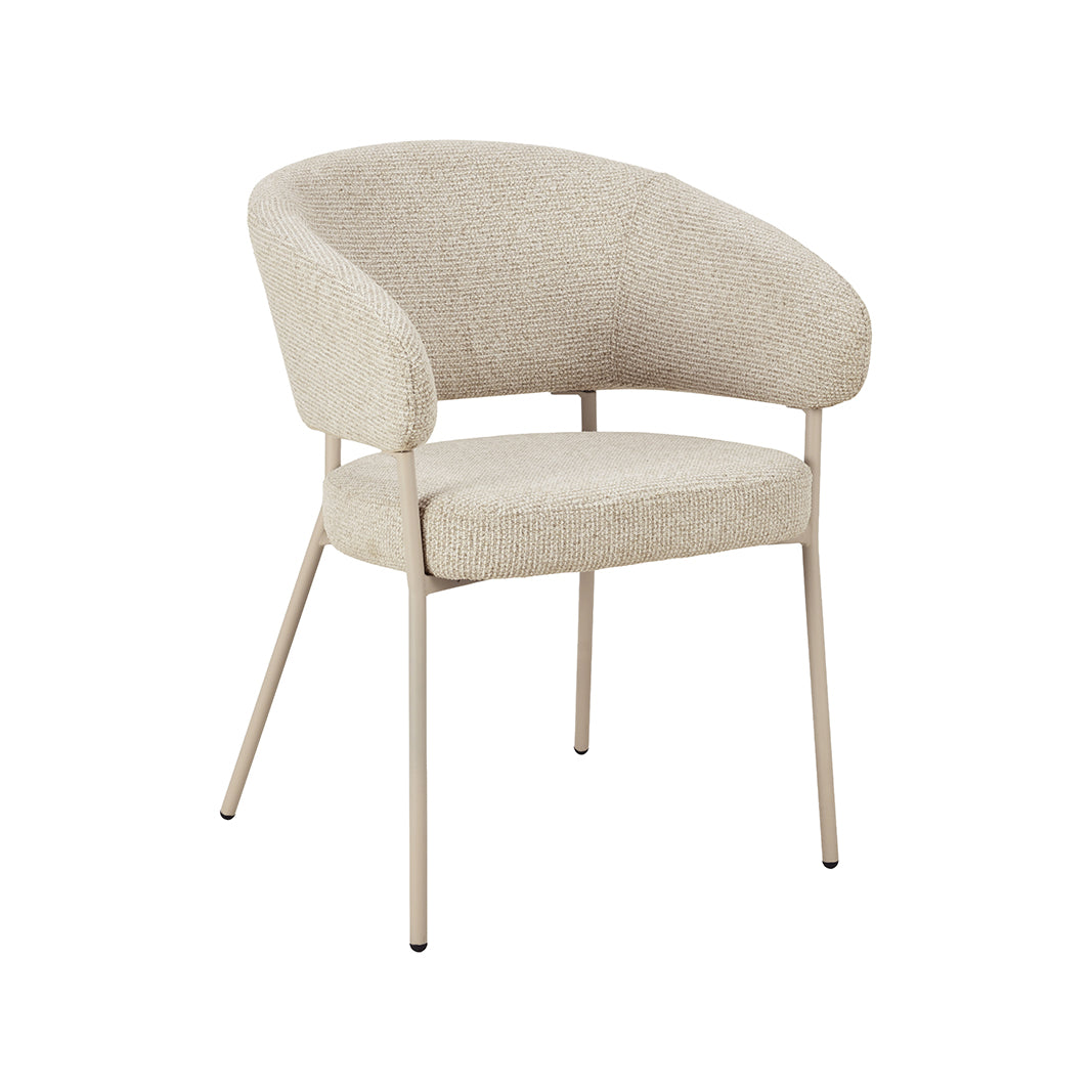 LABEL51 Eetkamerstoelen Takumi - Beige - Geweven - Beige Metale Frame