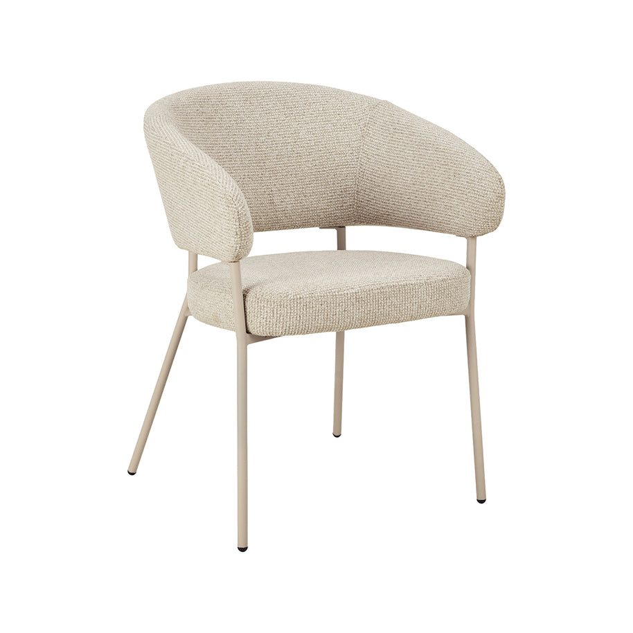 LABEL51 Eetkamerstoelen Takumi - Beige - Geweven - Beige Metale Frame