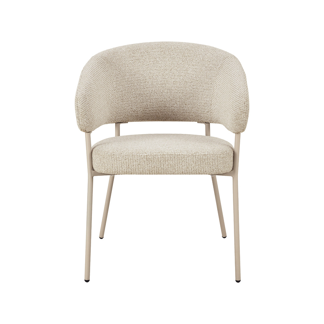 LABEL51 Eetkamerstoelen Takumi - Beige - Geweven - Beige Metale Frame
