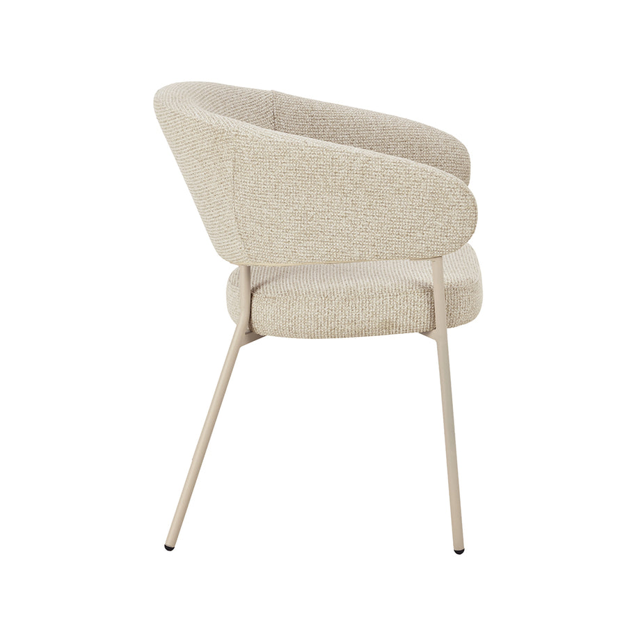 LABEL51 Eetkamerstoelen Takumi - Beige - Geweven - Beige Metale Frame
