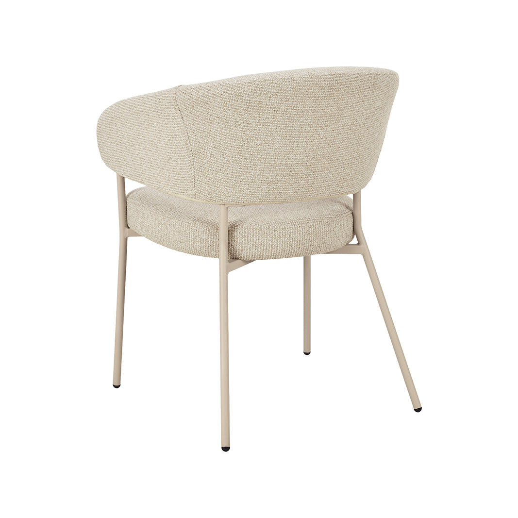 LABEL51 Eetkamerstoelen Takumi - Beige - Geweven - Beige Metale Frame