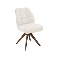LABEL51 Eetkamerstoelen Yuto - Beige - Geweven - Walnoot Houten Frame