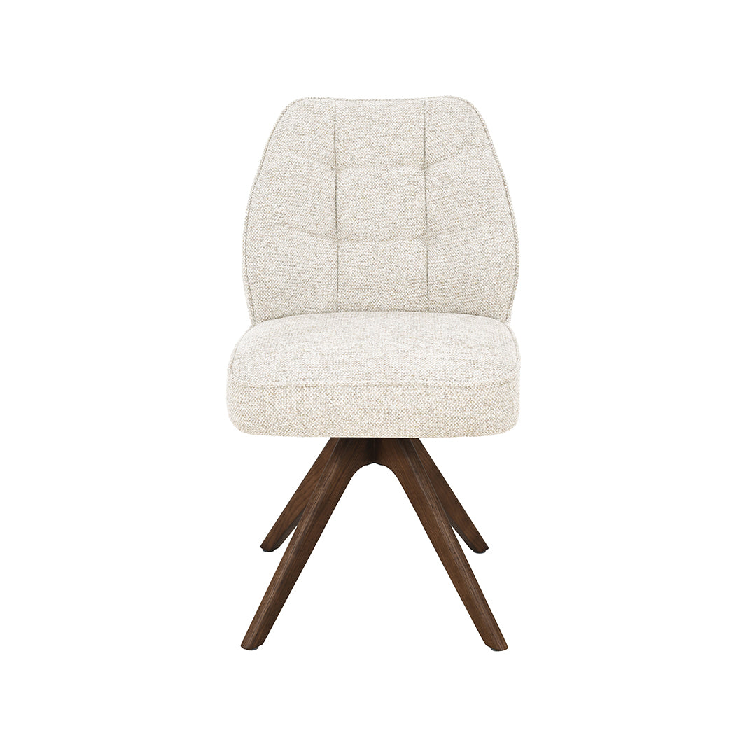 LABEL51 Eetkamerstoelen Yuto - Beige - Geweven - Walnoot Houten Frame