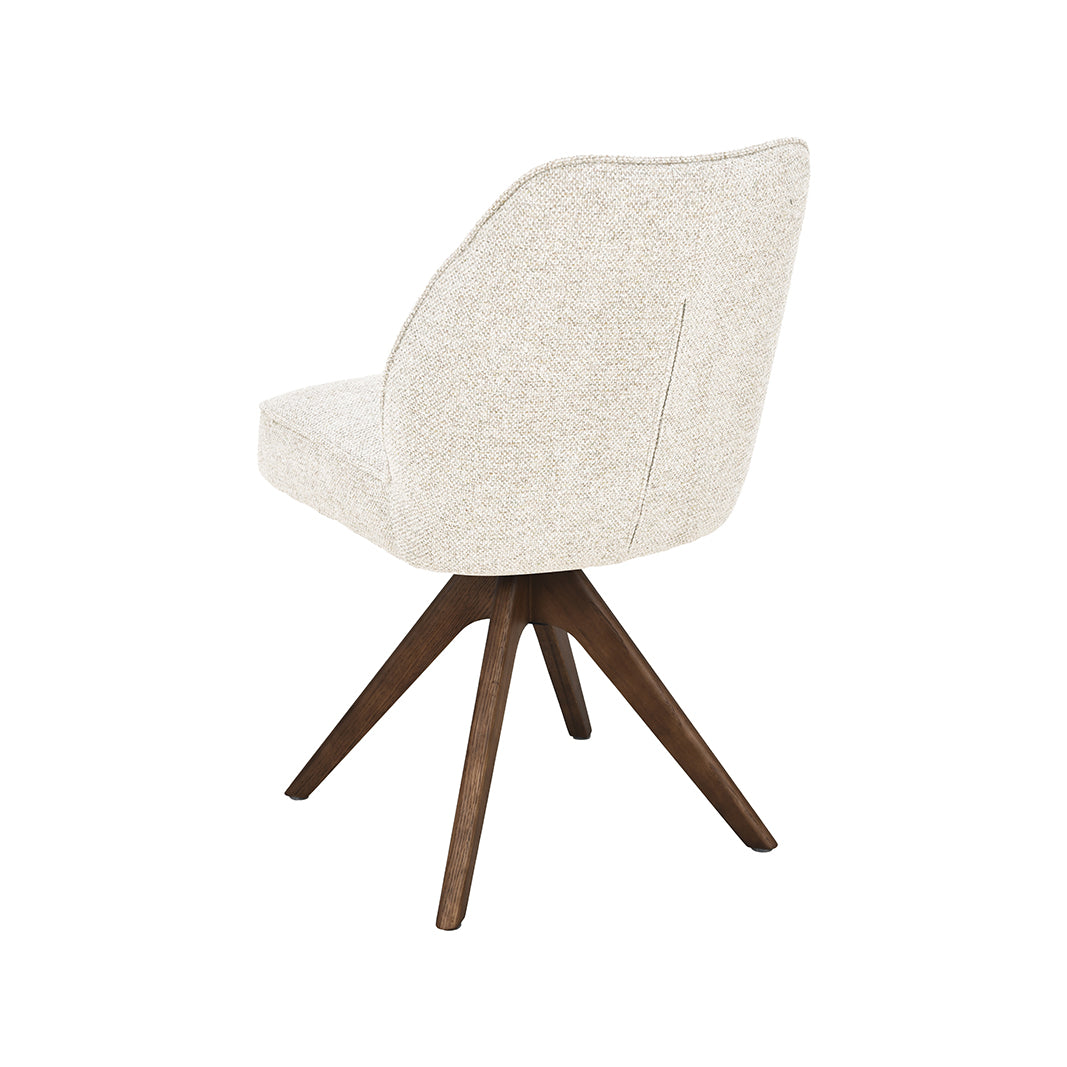 LABEL51 Eetkamerstoelen Yuto - Beige - Geweven - Walnoot Houten Frame