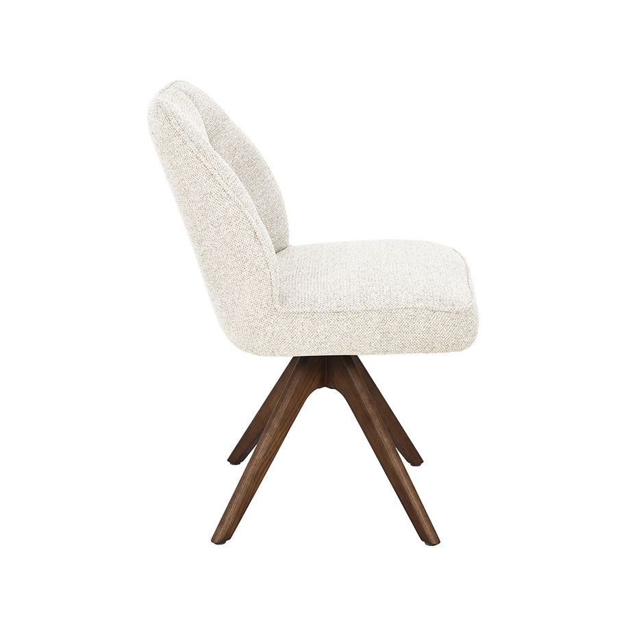 LABEL51 Eetkamerstoelen Yuto - Beige - Geweven - Walnoot Houten Frame