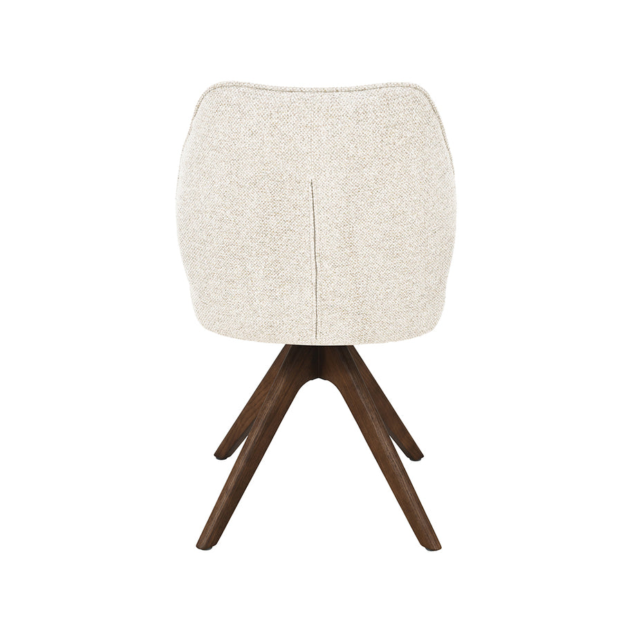 LABEL51 Eetkamerstoelen Yuto - Beige - Geweven - Walnoot Houten Frame