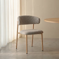 LABEL51 Eetkamerstoelen Kaito - Beige - Geweven - Naturel Houten Frame