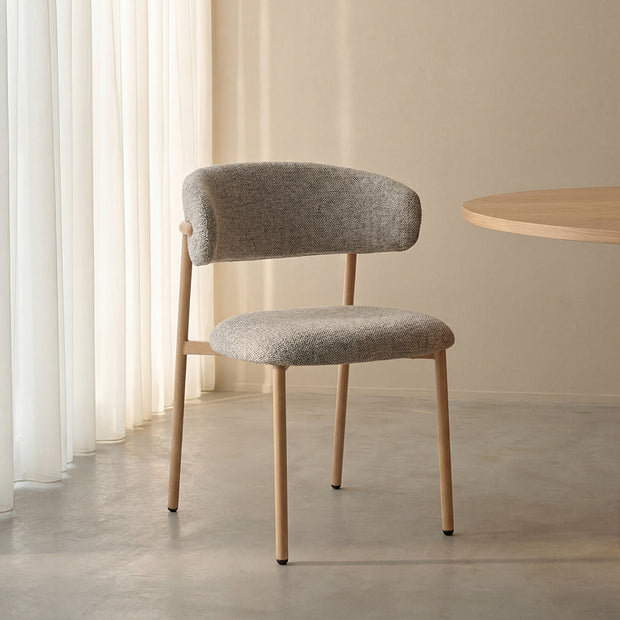 LABEL51 Eetkamerstoelen Kaito - Beige - Geweven - Naturel Houten Frame